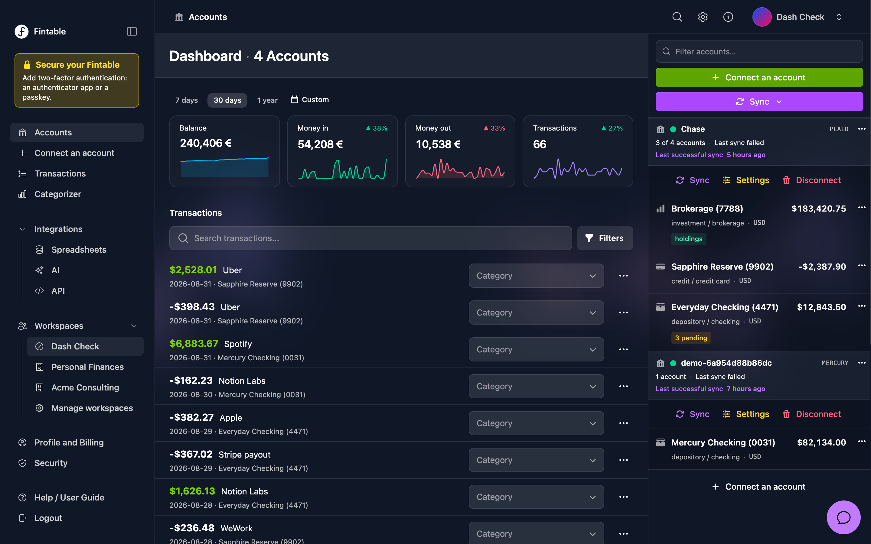 Dashboard V3 overview on desktop